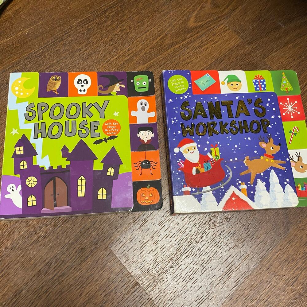 Roger Priddy Lift-the-Flap Tab Board Books Spooky House & Santa's Workshop